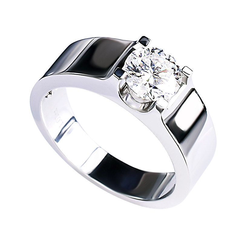 美国金一绅士稳重大方商务简约钻戒1克拉白金一戒指
