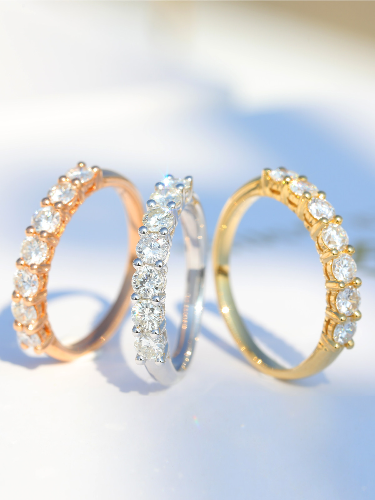 钻爱莫桑排镶金配戒金玫瑰白金18k套戒钻戒70分石戒指戒指