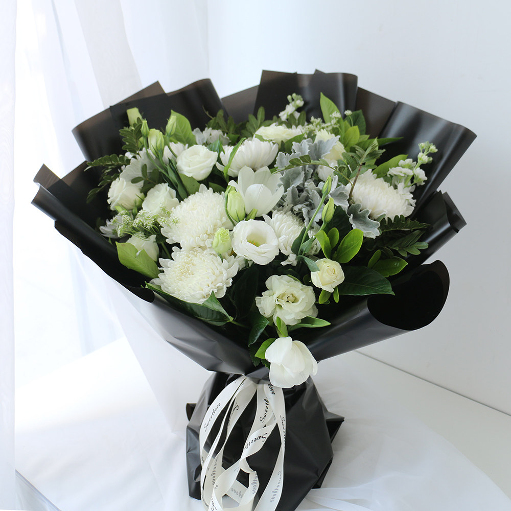 北京上海广州同城鲜花速递黄白菊花花束清明扫墓鲜花速递(同城)