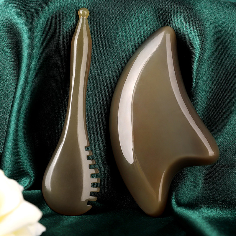 白水牛角刮痧板拨筋棒面部美容刮脸刮板女提拉按摩穴位棒