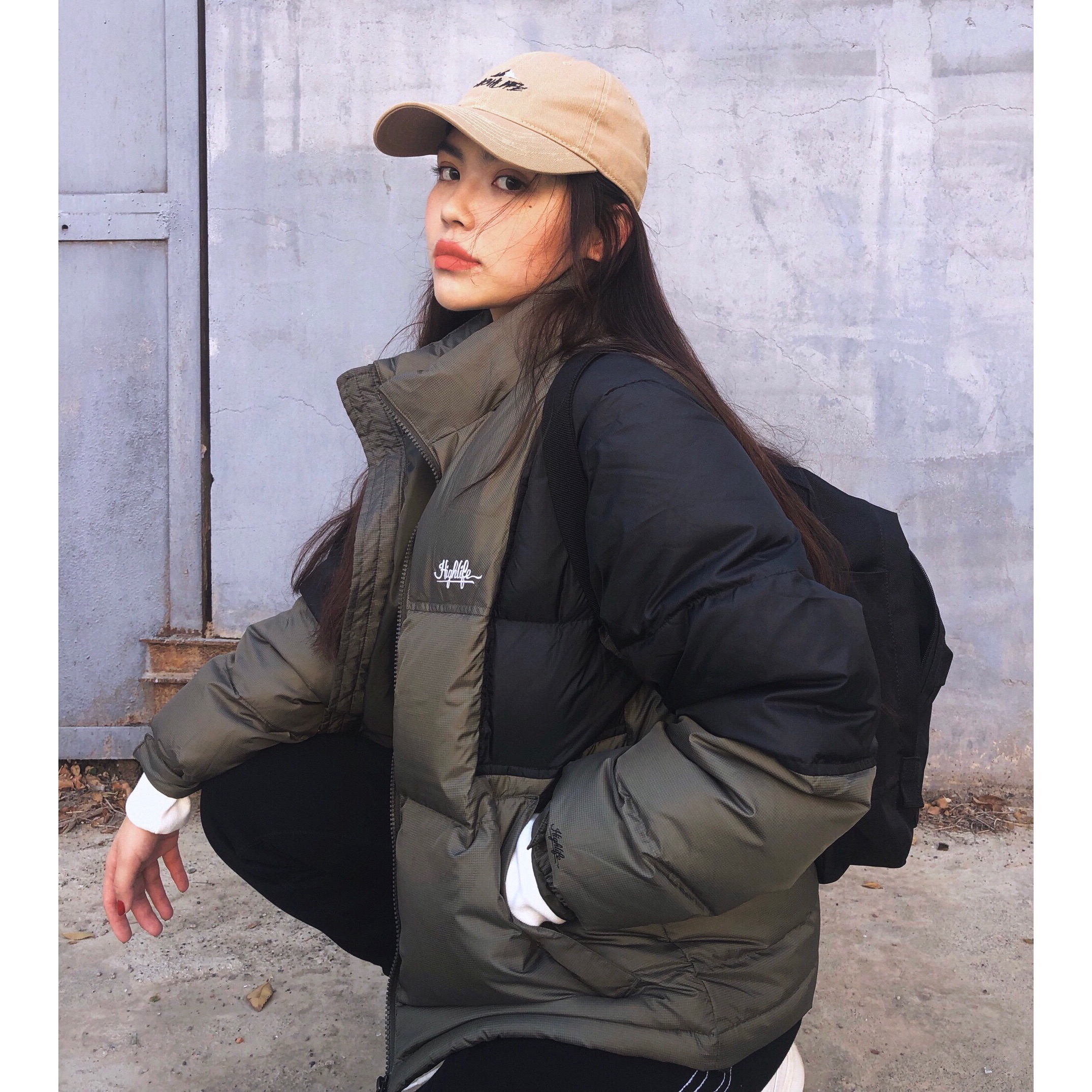 HIGHLIFE2021冬季新款羽绒服男鸭绒服女保暖厚国潮情侣厚休闲黑色