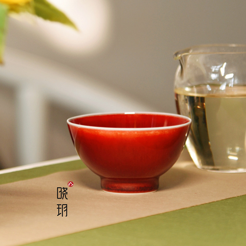 晓玥柴窑郎窑宝石红单杯主人专用景德镇经典名瓷茶杯