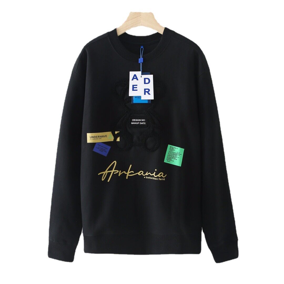 ader字母小熊卫衣韩国潮牌ae圆领套头衫秋季男女情侣宽松长袖上衣