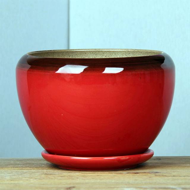 Big Red Ceramic Pot Large Personality Home Office Balcony Flower Pot Horticulture Pottery Potted Big Red Ceramic Pot Large Personality Home Office Balcony Flower Pot Horticulture Pottery Potted