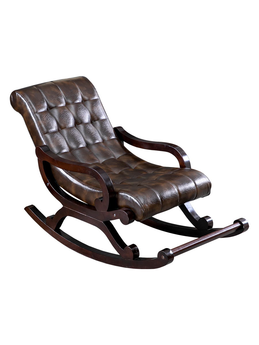 摇椅实木阳台不倒翁躺椅大人家用休闲皮摇老人摇椅