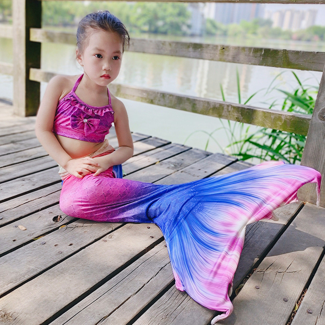 美人鱼儿童裙子温泉演出7女孩服装公主尾巴宝宝鱼泳衣裤