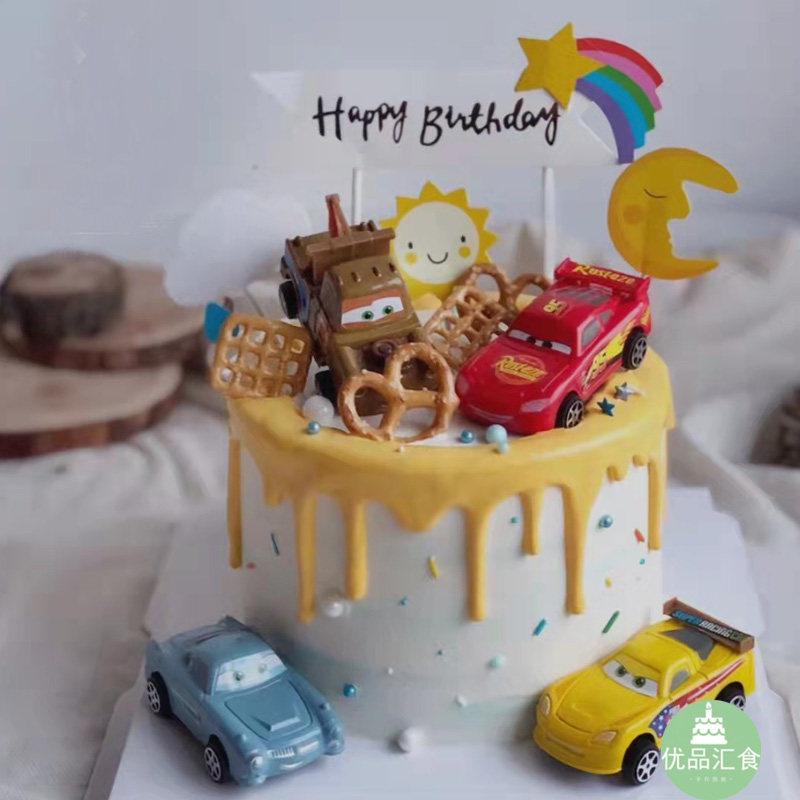 成都同城配送小男孩汽车总动员儿童生日蛋糕闪电麦昆卡通造型蛋糕