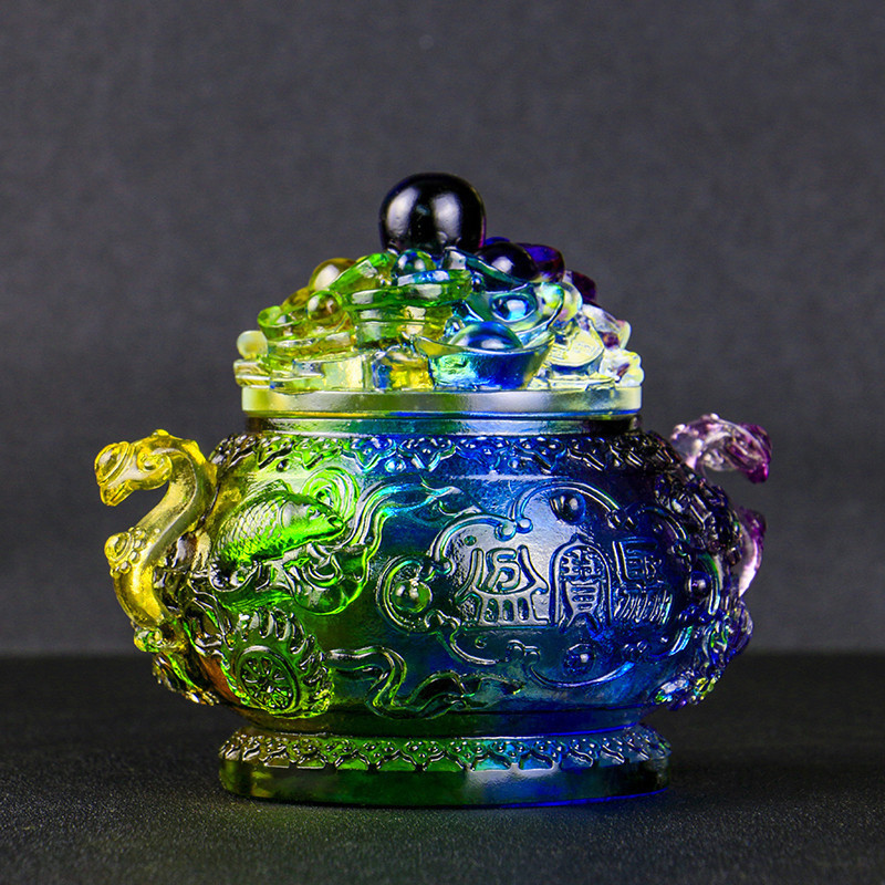 宗教用品家居风水工艺摆件琉璃聚宝盆招财聚气聚财摆件