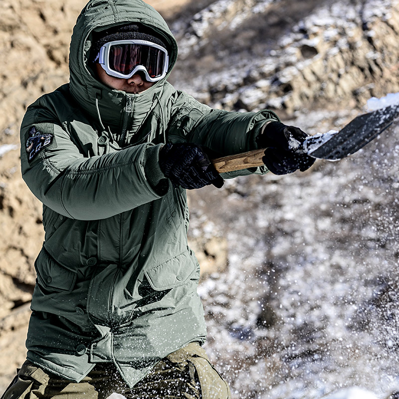 cqbn3b极地防寒服军版大衣羽绒服蓬白鹅绒冬季军迷大衣