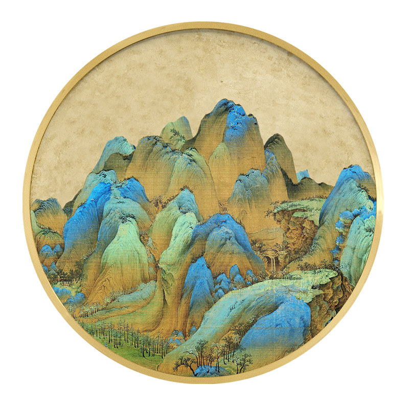 金箔画玄关装饰画过道走廊壁画卧室床头挂画中式山水画千里江山