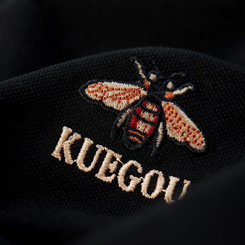 男士短袖polo衫男翻领蜜蜂刺绣黑色t恤休闲保罗上衣3360