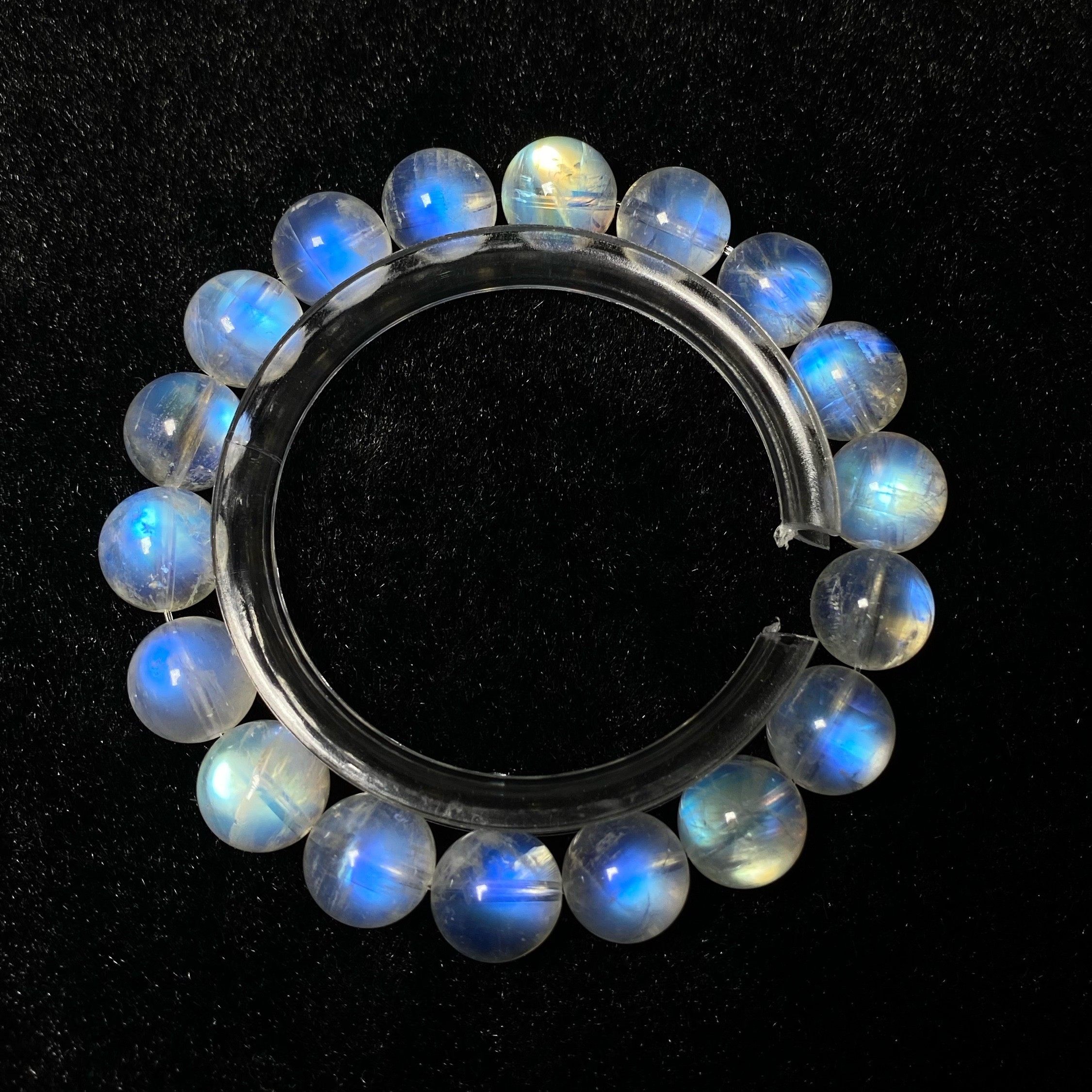 玻璃体蓝月光月光石手链月亮石冰种强蓝光彩虹光水晶手链