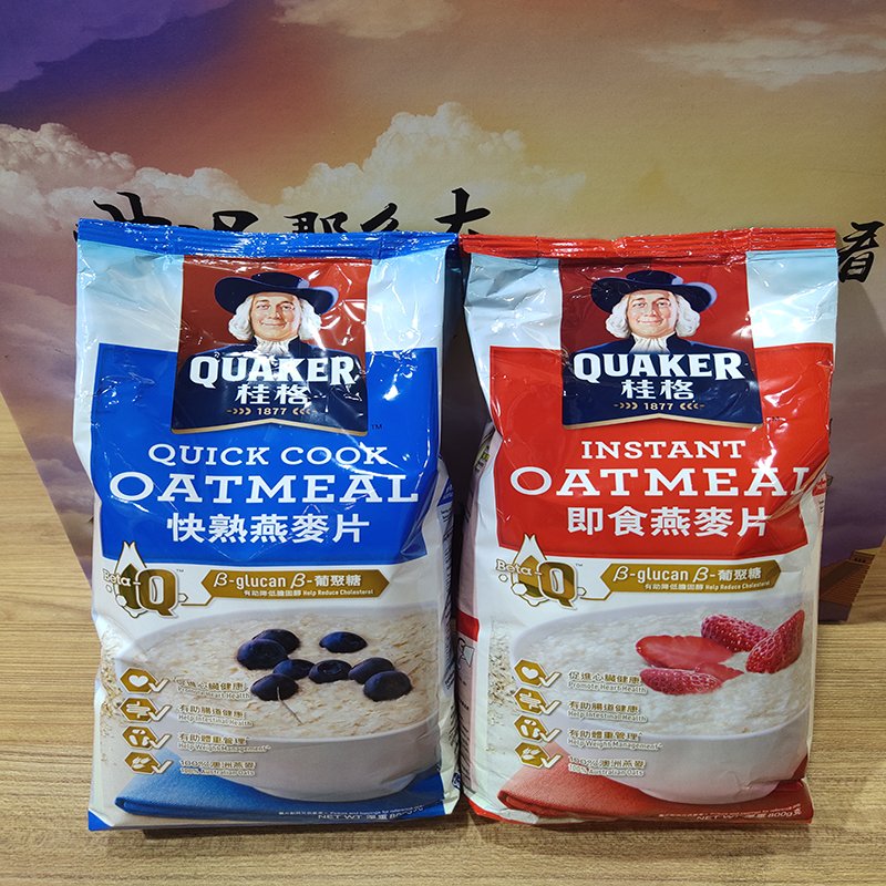 桂格即食天然燕麦片800g原味快熟袋装冲饮营养水果