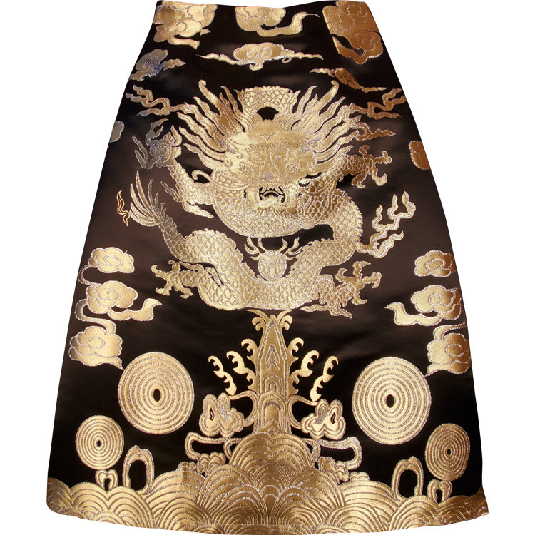 我是朱丽叶原创黑金金龙织锦朝服风小龙袍半身半身裙