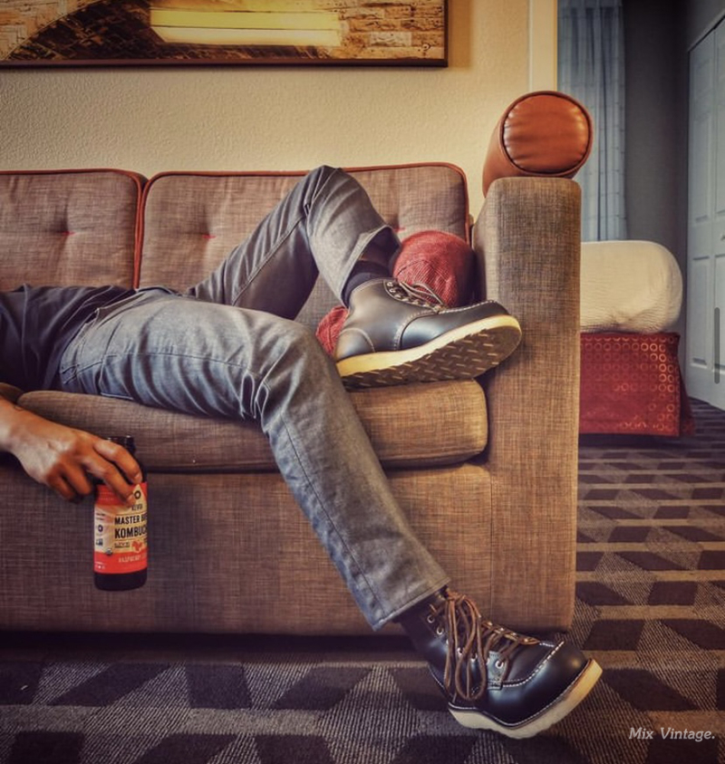 美国正品红翼9874日本黑色茶芯狗标redwing9875复古时装靴