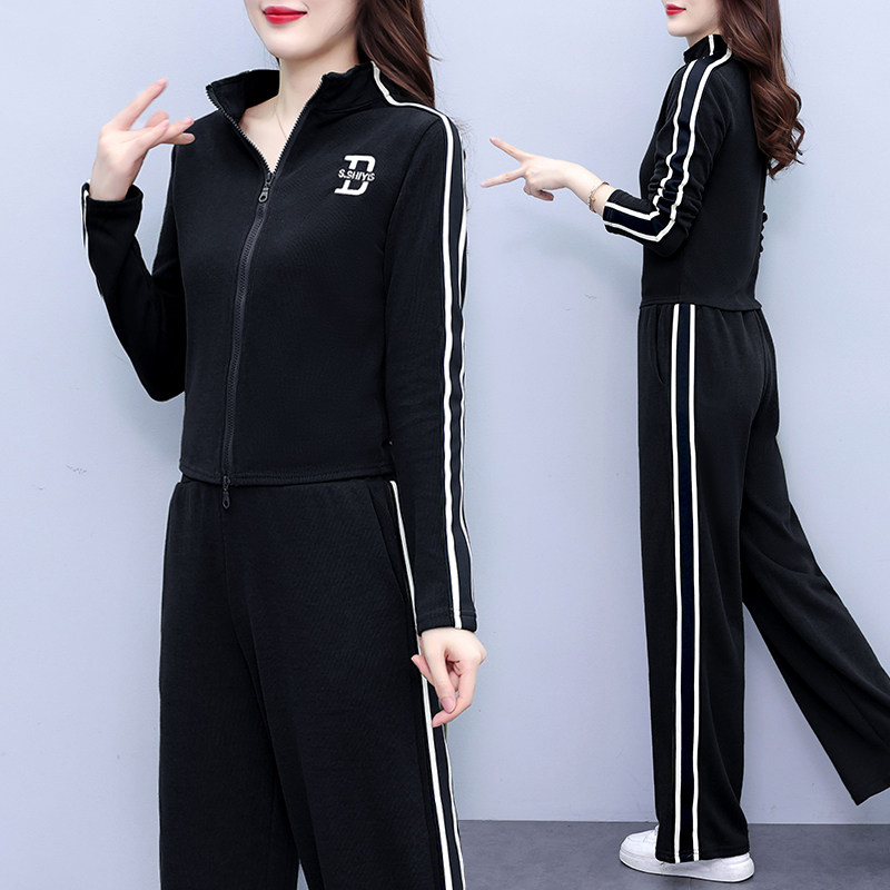 运动套装女士时尚洋气2022春秋季新款休闲运动服两件套卫衣阔腿裤