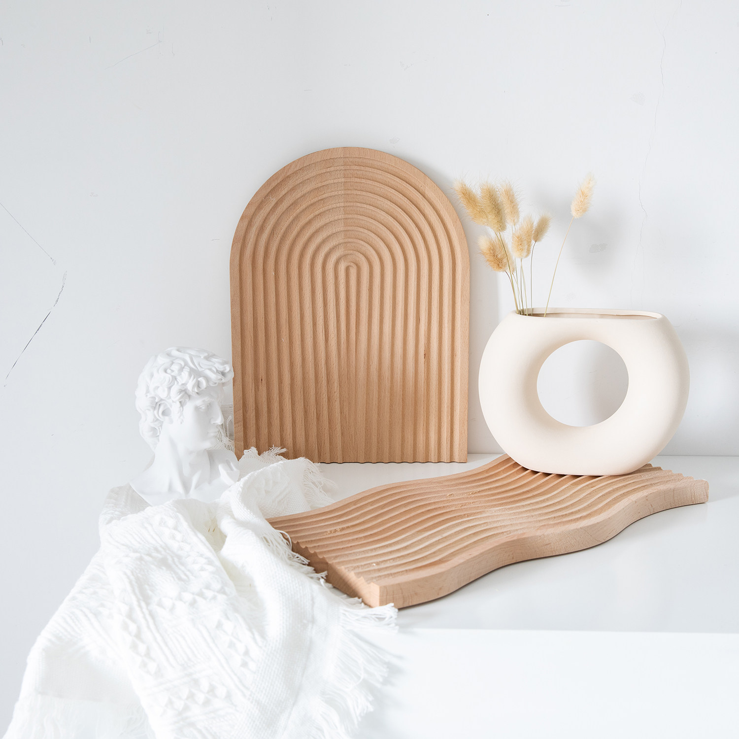 ins半圆陶瓷花瓶瓷泥摆件摄影背景拍照道具背景布类