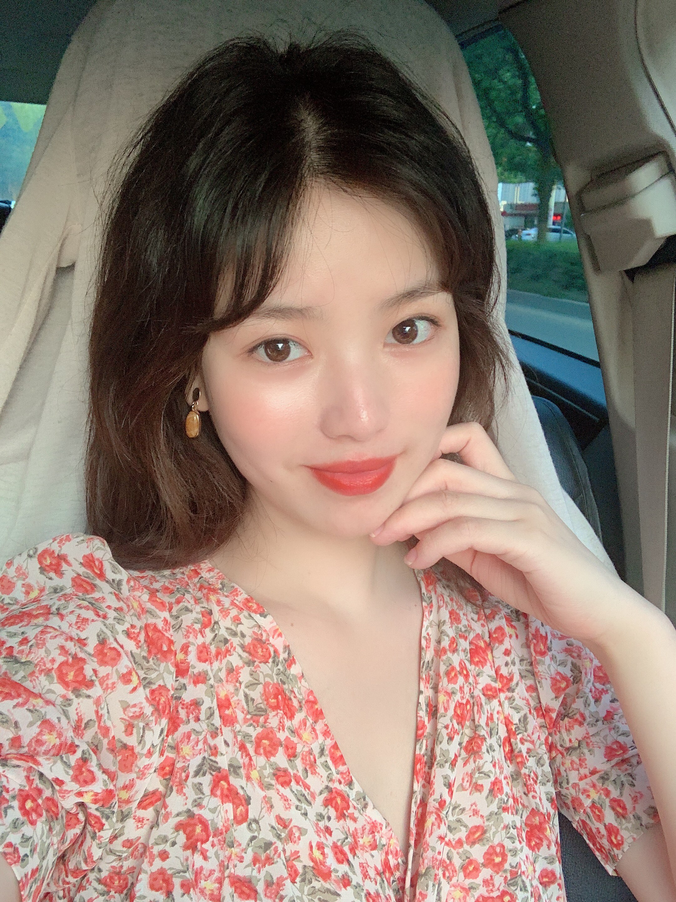 鱼没放女人味rouje法式连衣裙雪纺性感收腰系带碎花连衣裙