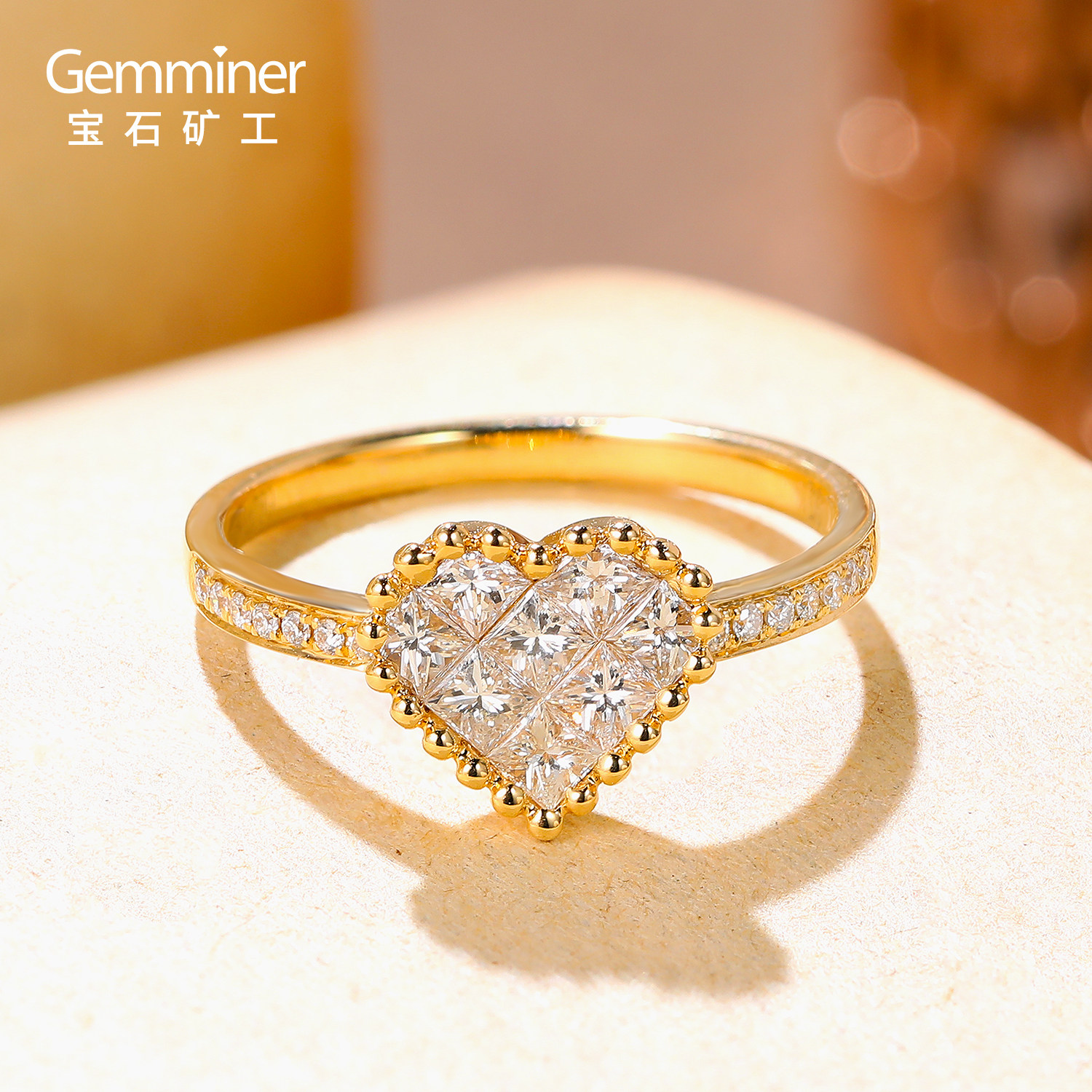 宝石矿工18k黄金钻戒显大台面真钻拼镶女士手饰