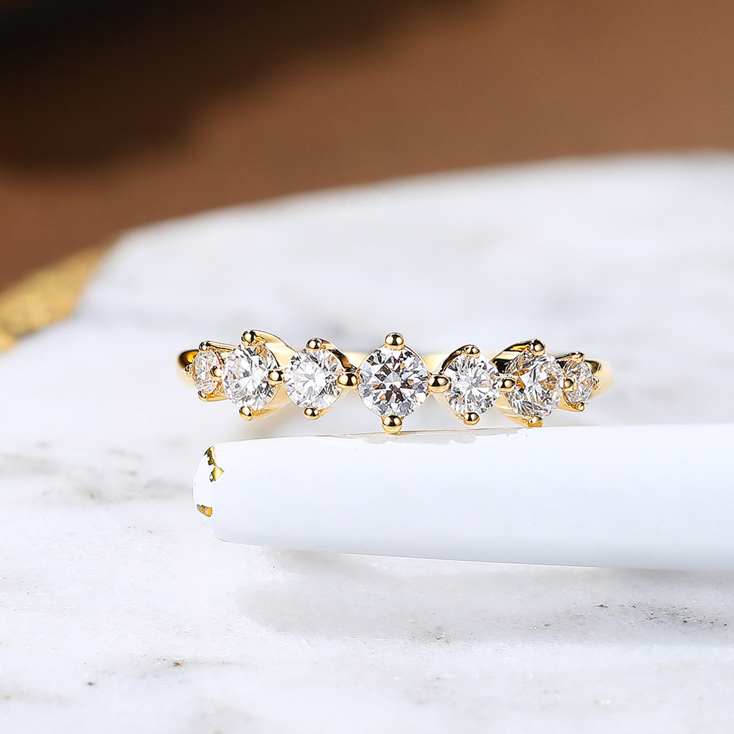 戒指宝石矿工18k黄金经典钻石排钻女戒55分时尚手饰