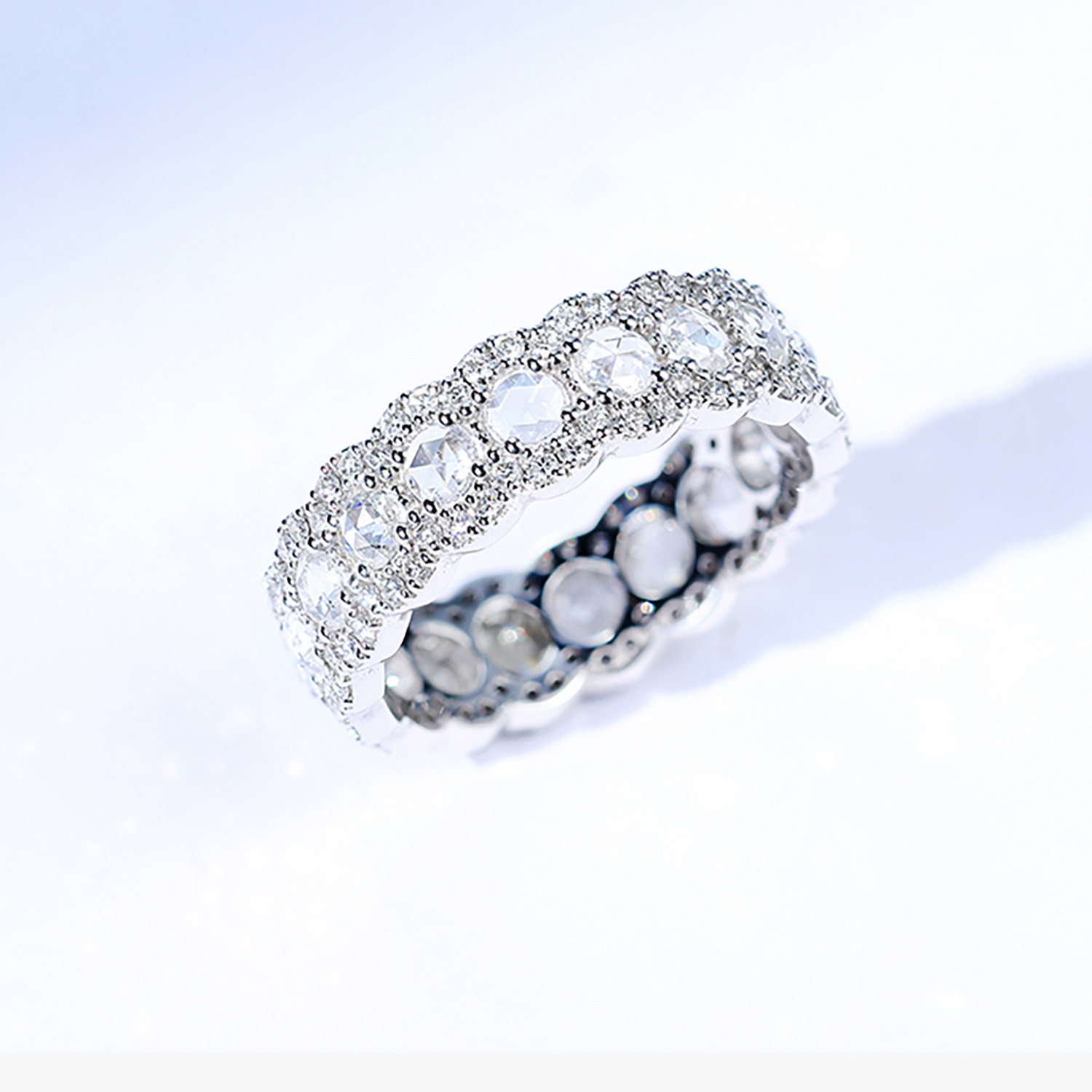 宝石矿工18k白金满钻戒指晶莹剔透玫瑰手饰