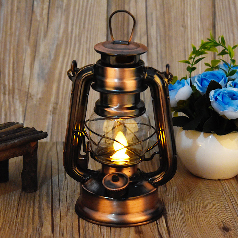 复古电池煤油灯led火苗摇摆户外帐篷马灯装饰灯营地灯