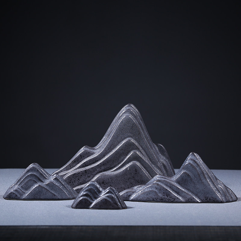 创意新中式禅意陶瓷假山枯山景观电视柜玄关摆件摆件