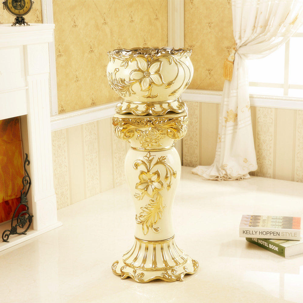 欧式落地陶瓷大花瓶家居装饰别墅玄关客厅电视柜摆件花瓶