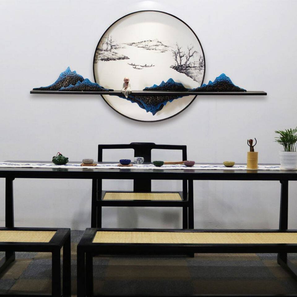 网红创意禅意玄关背景墙房间壁饰墙面挂件新中式壁饰