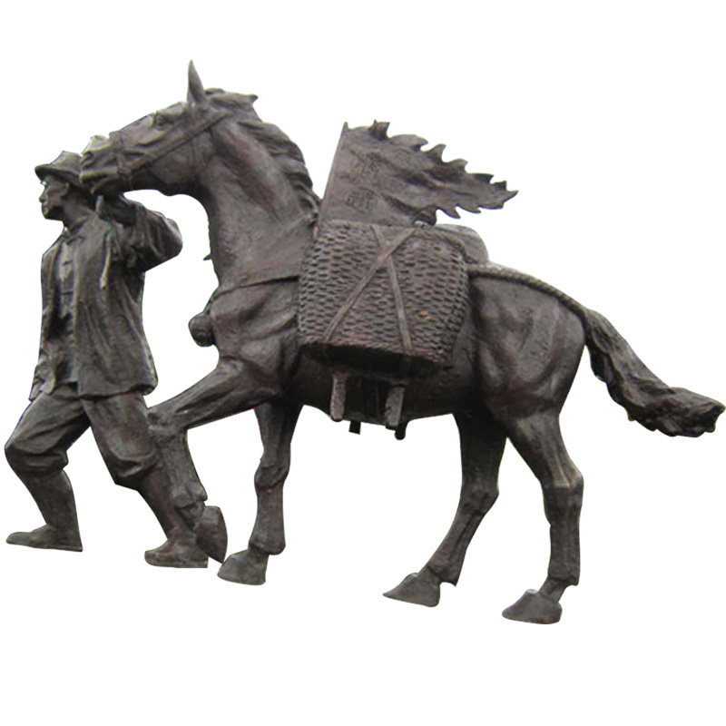 玻璃钢仿铜马帮雕塑定制城市步行街景观小品雕像摆件