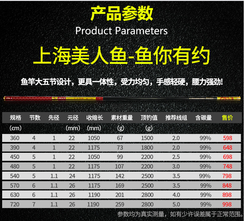美人鱼鱼竿鲫鱼鲤鱼钓鱼竿手杆台钓竿超硬调高八工竿