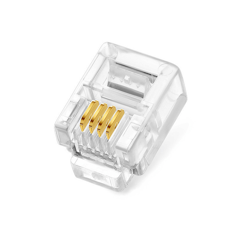 水晶纯铜三叉加厚铜片6p4c电话四芯电话线rj11水晶头