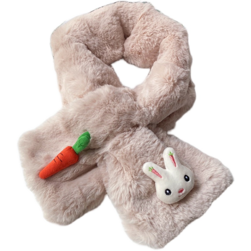 卡通兔子可爱围巾冬季少女韩版加厚保暖胡萝卜围巾