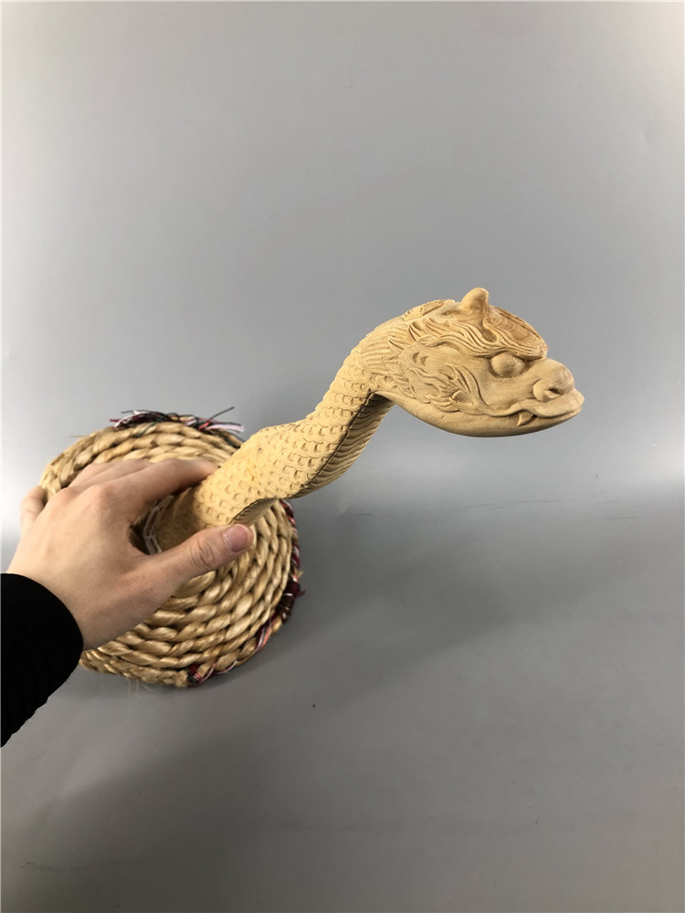 用品木雕德善8尺锦雕杨木蛇头黄杨木宗教道士木雕