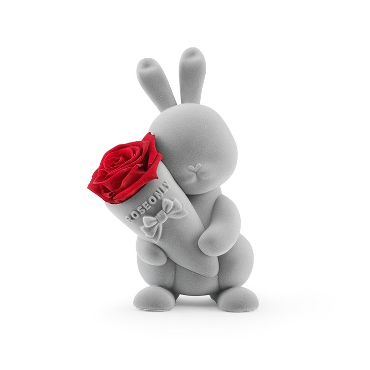roseonly永生花甜心兔公仔玫瑰花盒送爱人情人节礼物