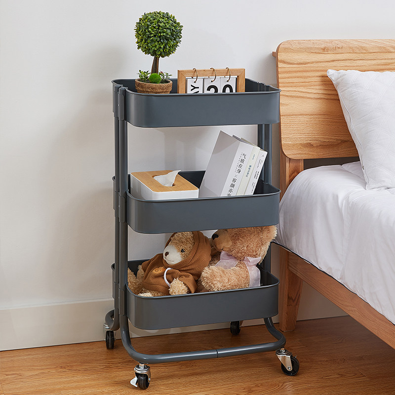 宜家家小推车置物架厨房储物架子移动带轮客厅整理架