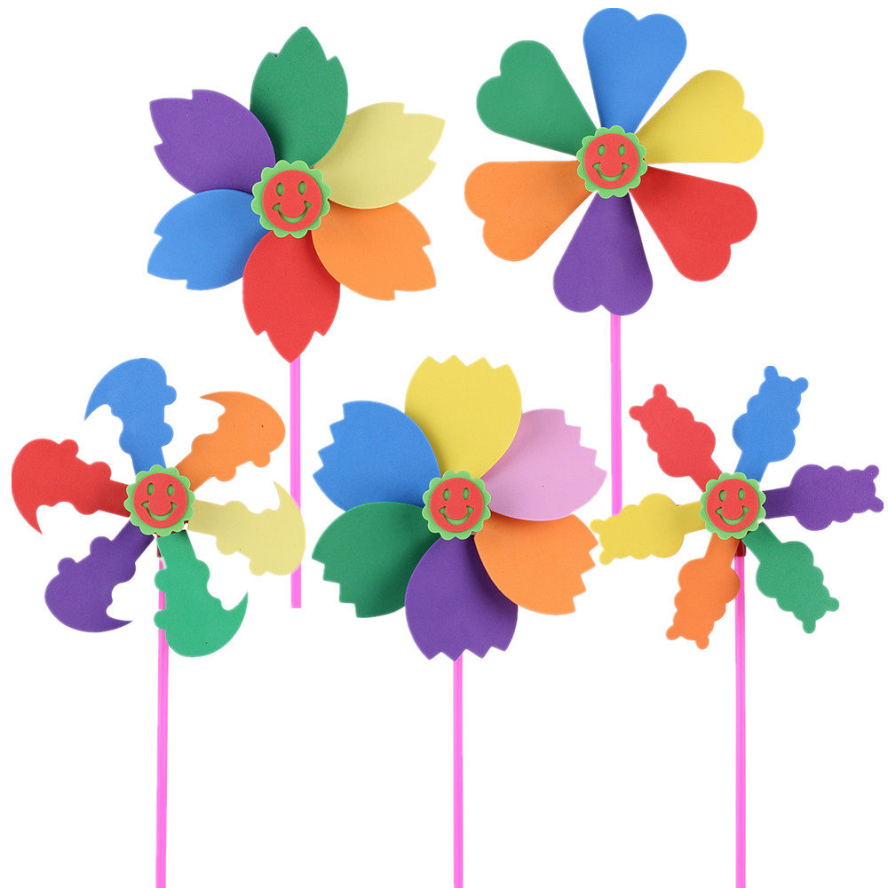 宸涛eva七彩风车儿童diy益智玩具幼儿幼儿园园美手工风车