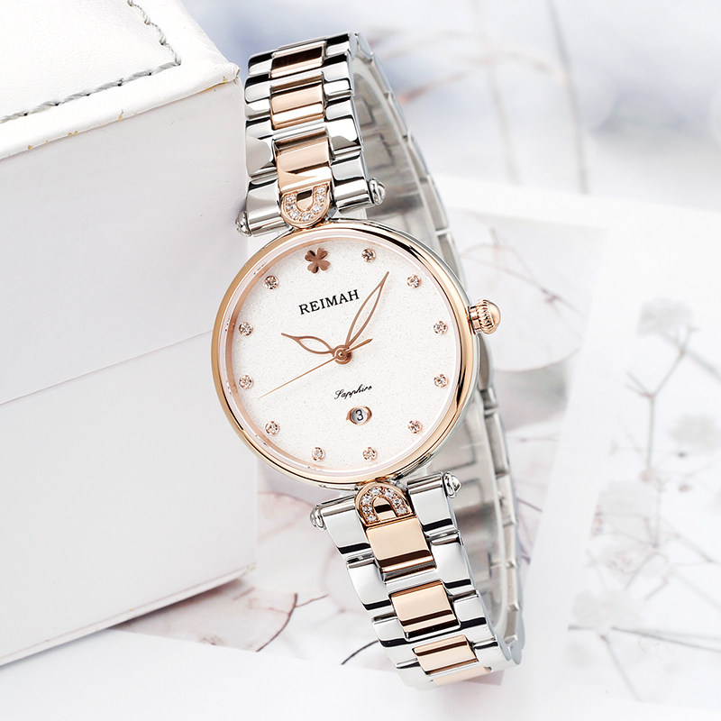 2021新款雷迈手表女表石英表时尚潮流钢带皮带镶钻国产腕表