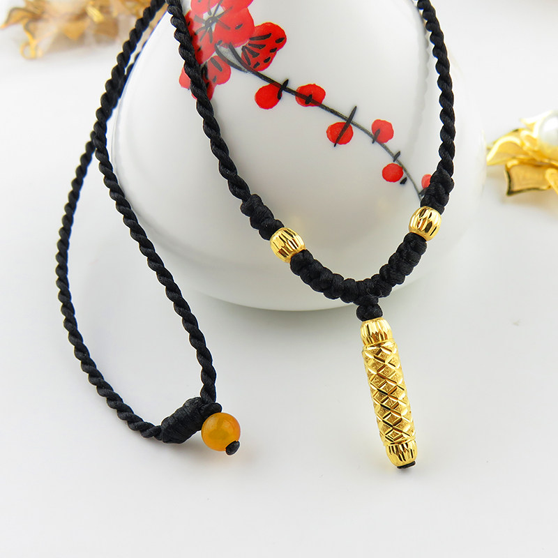 黄金黄金红链挂绳颈金红吊坠转运节节高足金女款颈饰