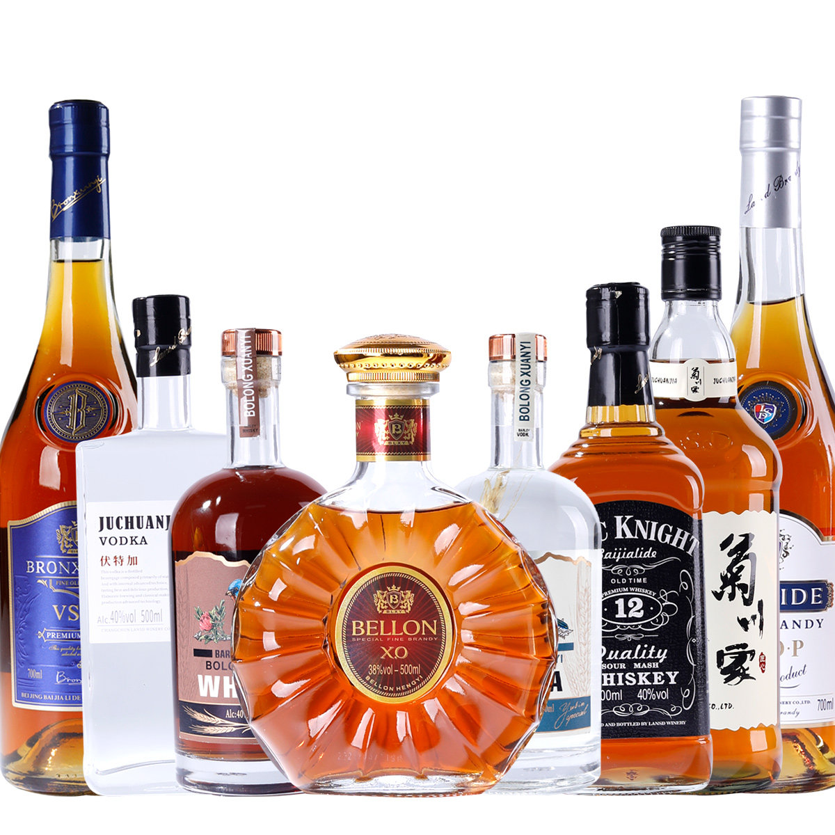 洋酒8瓶组合威士忌xo白兰地伏特加原酒进口vsop威士忌