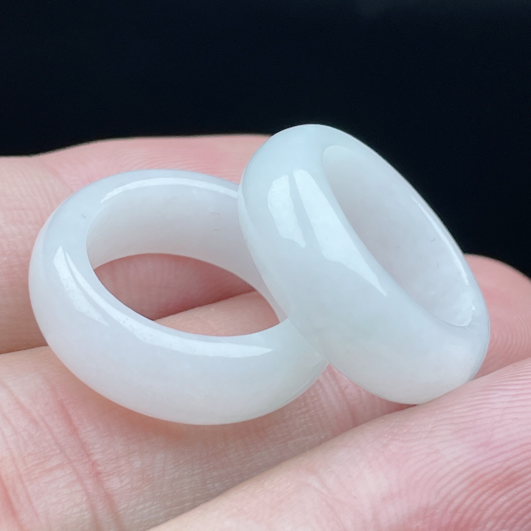 15mm缅甸天然翡翠戒指宽厚指环牛奶白底戒圈特色戒指