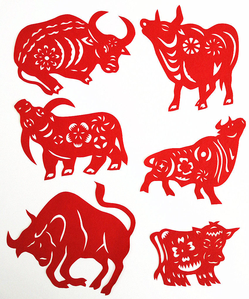 剪纸2021牛年年春节手工生肖红色窗花动物双面喜字