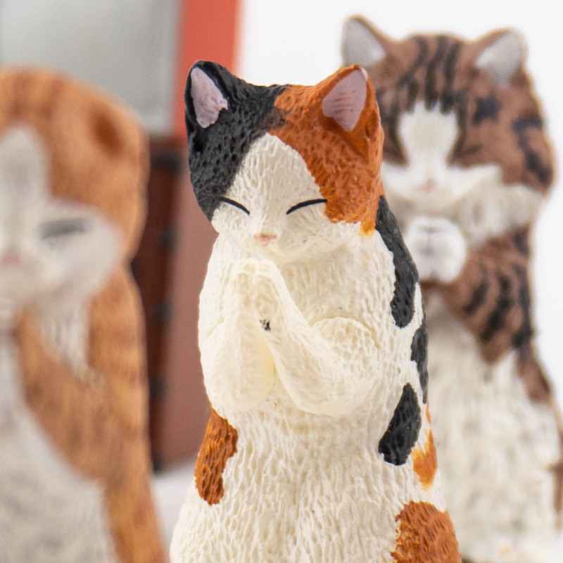 现货日本yell扭蛋三花橘猫模型祈福摆件合掌盒蛋