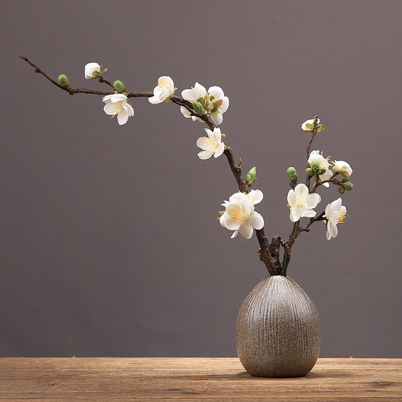 新中式仿真花器日式插花客厅套装梅花腊梅创意花瓶