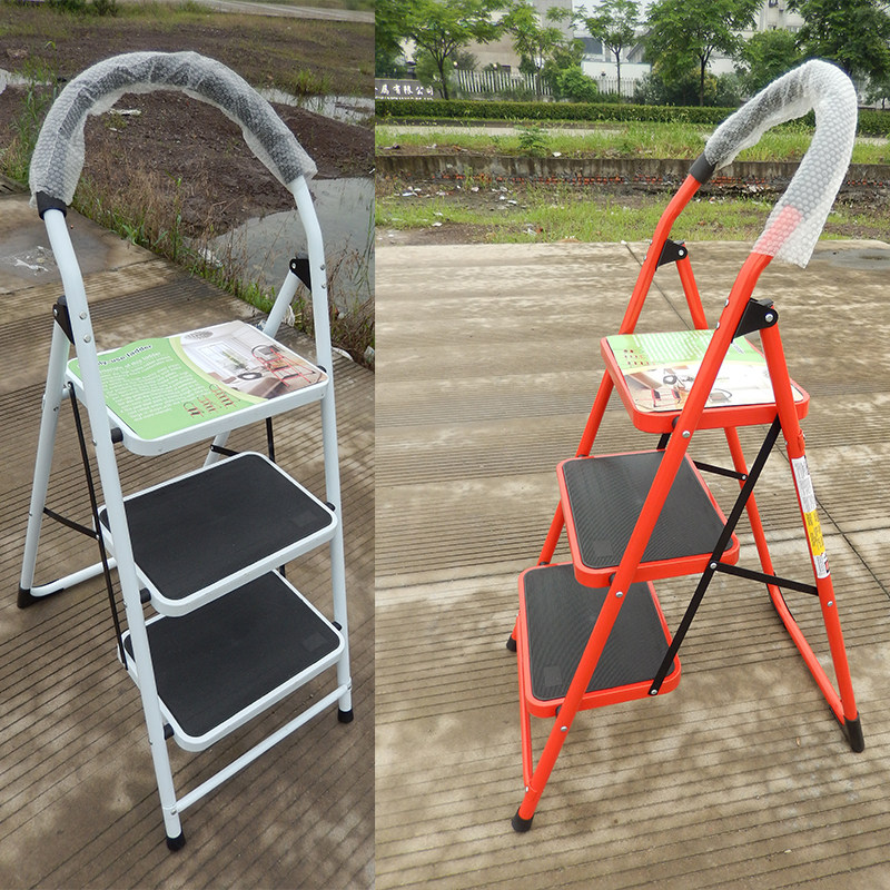 梯子家用白色三步折叠三层三阶072米高单侧家用梯