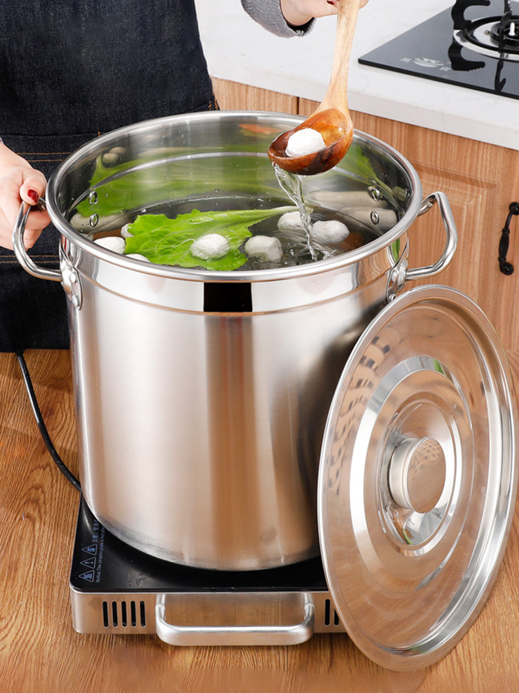 不锈钢桶带商用家用双耳电磁炉汤桶圆桶水桶鸳鸯汤锅