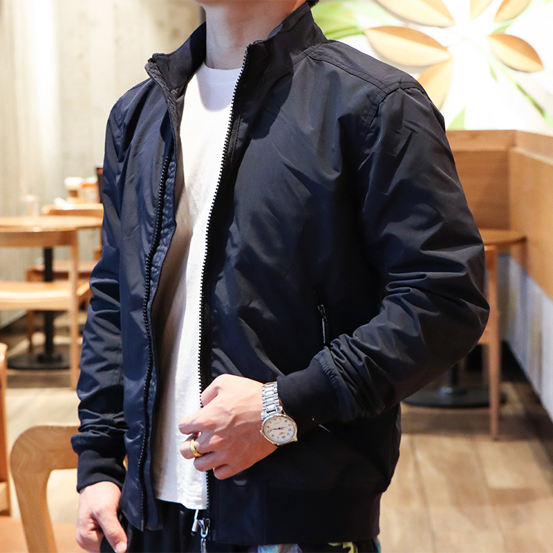 特价美国休闲立领夹克衫外套男秋冬薄防风衣修身2021新款纯色百搭