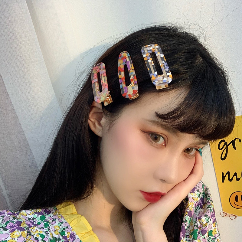 少女风泫雅彩彩色发夹复古森系侧边刘海果冻发饰