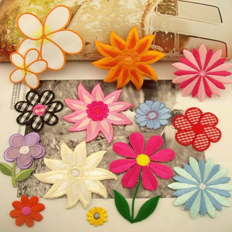 135布贴补丁贴布刺绣diy贴花时尚装饰花服装辅料修补丁贴花朵系列