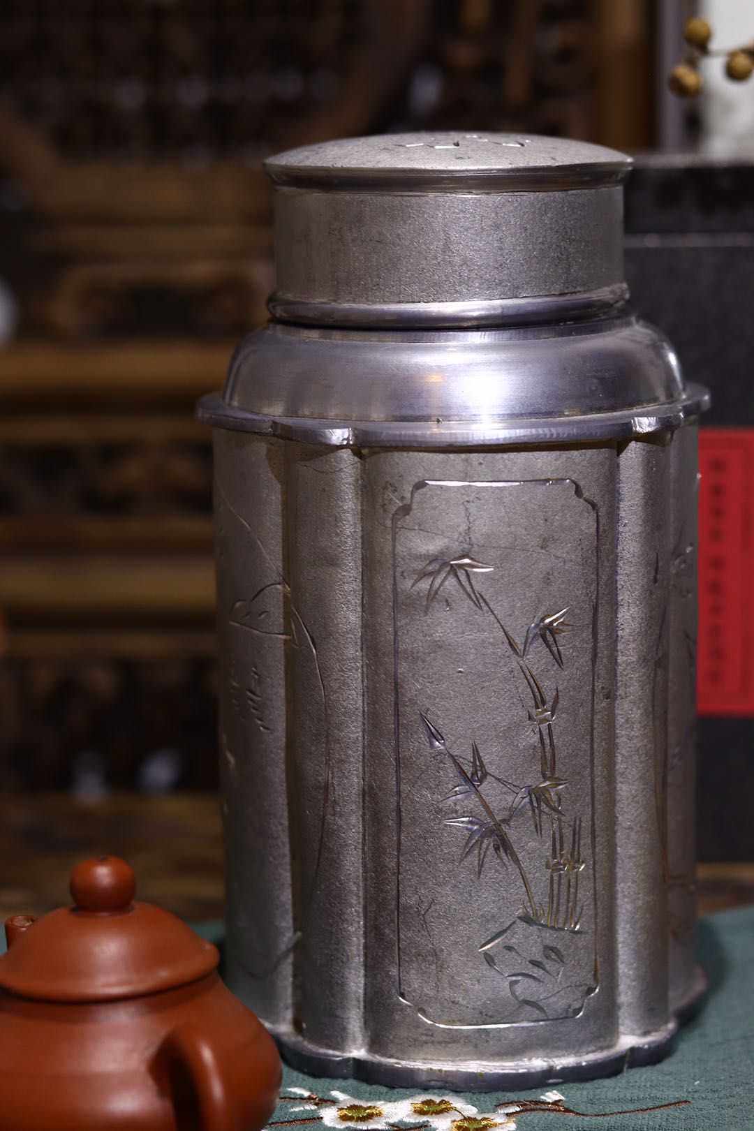 潮汕角形8090年代老锡罐纯锡手工茶叶罐功夫功夫茶茶具茶叶罐